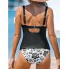 imageCUPSHE Womens Tankini Sets Two Piece Swimsuits Mid Rise V Neck Adjustable Straps Back Hook Cutout CheekyBlackFloral
