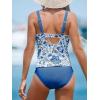 imageCUPSHE Womens Tankini Sets Two Piece Swimsuits Mid Rise V Neck Adjustable Straps Back Hook Cutout CheekyBlueFloral