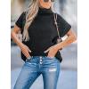 imageCUPSHE Womens Turtleneck Sweaters Cap Sleeve Knitted Casual Fit Pullover Tops Trendy Fall 2024Black