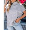 imageCUPSHE Womens Turtleneck Sweaters Cap Sleeve Knitted Casual Fit Pullover Tops Trendy Fall 2024Grey