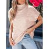 imageCUPSHE Womens Turtleneck Sweaters Cap Sleeve Knitted Casual Fit Pullover Tops Trendy Fall 2024Oatmeal