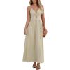 imageCUPSHE Women Casual Dress Beach Sleeveless V Neck Summer Cutout Spaghetti Straps Formal Maxi Sun DressesBeige