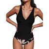 imageCUPSHE Womens Tankini Set Two Piece Swimsuit Mid Rise with Twist Shirred Front RuchedBlackFloral