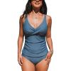 imageCUPSHE Womens Tankini Set Two Piece Swimsuit Mid Rise with Twist Shirred Front RuchedSky Blue