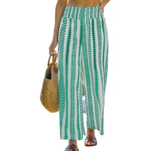 imageCUPSHE Women Pants Abstract Smocked Waist Long Pant Wide Leg Pant CasualGreen