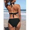 imageCUPSHE Womens Bikini Set Halter Ruched Tie Back Mid RisePure Black