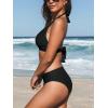 imageCUPSHE Womens Bikini Set Halter Ruched Tie Back Mid RisePure Black