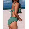 imageCUPSHE Womens Bikini Sets Two Piece Bathing Suit High Waisted Plunging Neck Underwire Back Tie Color BlockSage Green