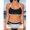 imageCUPSHE Womens Bikini Sets Two Piece Swimsuit High Waisted Scoop Neck Color Block Strappy Spaghetti Adjustable StrapsBlackWhite