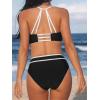 imageCUPSHE Womens Bikini Sets Two Piece Swimsuit High Waisted Scoop Neck Color Block Strappy Spaghetti Adjustable StrapsBlackWhite