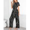 imageCUPSHE Womens Dressy Short Sleeves Belted Waist Wide Leg Summer Jumpsuit Vacation Trendy OutfitsBlack