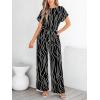 imageCUPSHE Womens Dressy Short Sleeves Belted Waist Wide Leg Summer Jumpsuit Vacation Trendy OutfitsBlack