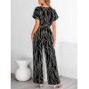 imageCUPSHE Womens Dressy Short Sleeves Belted Waist Wide Leg Summer Jumpsuit Vacation Trendy OutfitsBlack