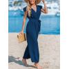imageCUPSHE Womens Dressy Vacation Jumpsuit Surplice Neck Sleeveless Waist Tie Ruffled Trim Tapered Leg Beach 2025 OutfitsBlue