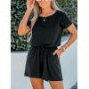 imageCUPSHE Womens Knit Boat Neck Short Sleeves Off Shouler Wide Leg Onepiece Jumpsuit Beach Vacation JumpsuitsBlack
