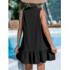 imageCUPSHE Womens Mini Dress Button V Neck Ruffled Hem Sleeveless A Line Summer Cover Up DressBlack