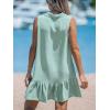 imageCUPSHE Womens Mini Dress Button V Neck Ruffled Hem Sleeveless A Line Summer Cover Up DressMint Green