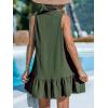 imageCUPSHE Womens Mini Dress Button V Neck Ruffled Hem Sleeveless A Line Summer Cover Up DressOlive Green