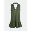 imageCUPSHE Womens Mini Dress Button V Neck Ruffled Hem Sleeveless A Line Summer Cover Up DressOlive Green