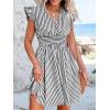 imageCUPSHE Womens Mini Dress V Neck Flutter Sleeve Striped Smocked Waist A Line Short Summer Cocktail DressBlack Striped