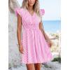 imageCUPSHE Womens Mini Dress V Neck Flutter Sleeve Striped Smocked Waist A Line Short Summer Cocktail DressPink Striped