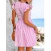 imageCUPSHE Womens Mini Dress V Neck Flutter Sleeve Striped Smocked Waist A Line Short Summer Cocktail DressPink Striped