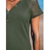 imageCUPSHE Womens Mini Dress V Neck Short Sleeve Eyelet Button A Line Fitted Knit Cover Up Summer Dress 2024Olive Green