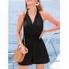 imageCUPSHE Womens Notched Neck Sleeveless Elasticized Waist Straight Leg Beach Vacation JumpsuitsBlack