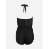 imageCUPSHE Womens One Piece Swimsuit Bathing Suit Romper Halter V Neck Self Tie Shorts SwimwearAvailable in XS4XLPblack