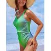imageCUPSHE Womens One Piece Swimsuit Bathing Suit Scoop Neck Ruched Double Adjustable Straps Cutout O RingGreenBlue