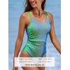 imageCUPSHE Womens One Piece Swimsuit Bathing Suit Scoop Neck Ruched Double Adjustable Straps Cutout O RingGreenBlue