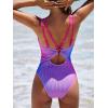 imageCUPSHE Womens One Piece Swimsuit Bathing Suit Scoop Neck Ruched Double Adjustable Straps Cutout O RingPinkBlue