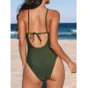 imageCUPSHE Womens One Piece Swimsuit Ruched Tummy Control Bathing Suit Front Crisscross Back Self TieMoss Green