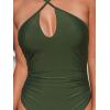 imageCUPSHE Womens One Piece Swimsuit Ruched Tummy Control Bathing Suit Front Crisscross Back Self TieMoss Green