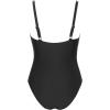 imageCUPSHE Womens One Piece Swimsuit Tummy Control V Wire Neck Bathing Suit Ruched High Cut Adjustable StrapsBlack