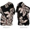 imageCUPSHE Womens One Shoulder Romper 34 Sleeve Wide Leg Mini Jumpsuit Short Draped Bodice Romper Casual Summer Loose OutfitBlack Leaves