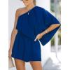 imageCUPSHE Womens One Shoulder Romper 34 Sleeve Wide Leg Mini Jumpsuit Short Draped Bodice Romper Casual Summer Loose OutfitRoyal Blue