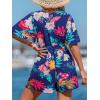 imageCUPSHE Womens Romper V Neck Short Sleeves Colorful Tropical Jumpsuit Straight leg Outfit Casual DressyNavy