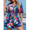 imageCUPSHE Womens Romper V Neck Short Sleeves Colorful Tropical Jumpsuit Straight leg Outfit Casual DressyNavy
