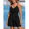 imageCUPSHE Womens Sleeveless Spaghetti Strap Summer Romper Tie Front Cute Wide Leg Beach Vacation Loose JumpsuitBlack
