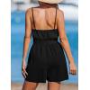 imageCUPSHE Womens Sleeveless Spaghetti Strap Summer Romper Tie Front Cute Wide Leg Beach Vacation Loose JumpsuitBlack