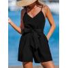 imageCUPSHE Womens Sleeveless Spaghetti Strap Summer Romper Tie Front Cute Wide Leg Beach Vacation Loose JumpsuitBlack