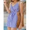 imageCUPSHE Womens Sleeveless Spaghetti Strap Summer Romper Tie Front Cute Wide Leg Beach Vacation Loose JumpsuitBlue