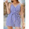 imageCUPSHE Womens Sleeveless Spaghetti Strap Summer Romper Tie Front Cute Wide Leg Beach Vacation Loose JumpsuitBlue