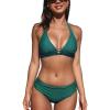 imageCUPSHE Womens Bikini Set Halter Ruched Tie Back Mid RiseGreen