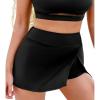 imageCUPSHE Womens Bikini Skirt Bathing Suit Bottom High Waisted Vented Hem Full Coverage SwimwearBlack