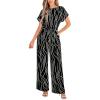 imageCUPSHE Womens Dressy Short Sleeves Belted Waist Wide Leg Summer Jumpsuit Vacation Trendy OutfitsBlack