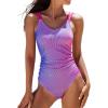imageCUPSHE Womens One Piece Swimsuit Bathing Suit Scoop Neck Ruched Double Adjustable Straps Cutout O RingPinkBlue