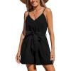 imageCUPSHE Womens Sleeveless Spaghetti Strap Summer Romper Tie Front Cute Wide Leg Beach Vacation Loose JumpsuitBlack