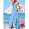 imageCUPSHE Womens Romper Plunging V Neck Sleeveless Pocket Jumpsuit Casual VacationBlue